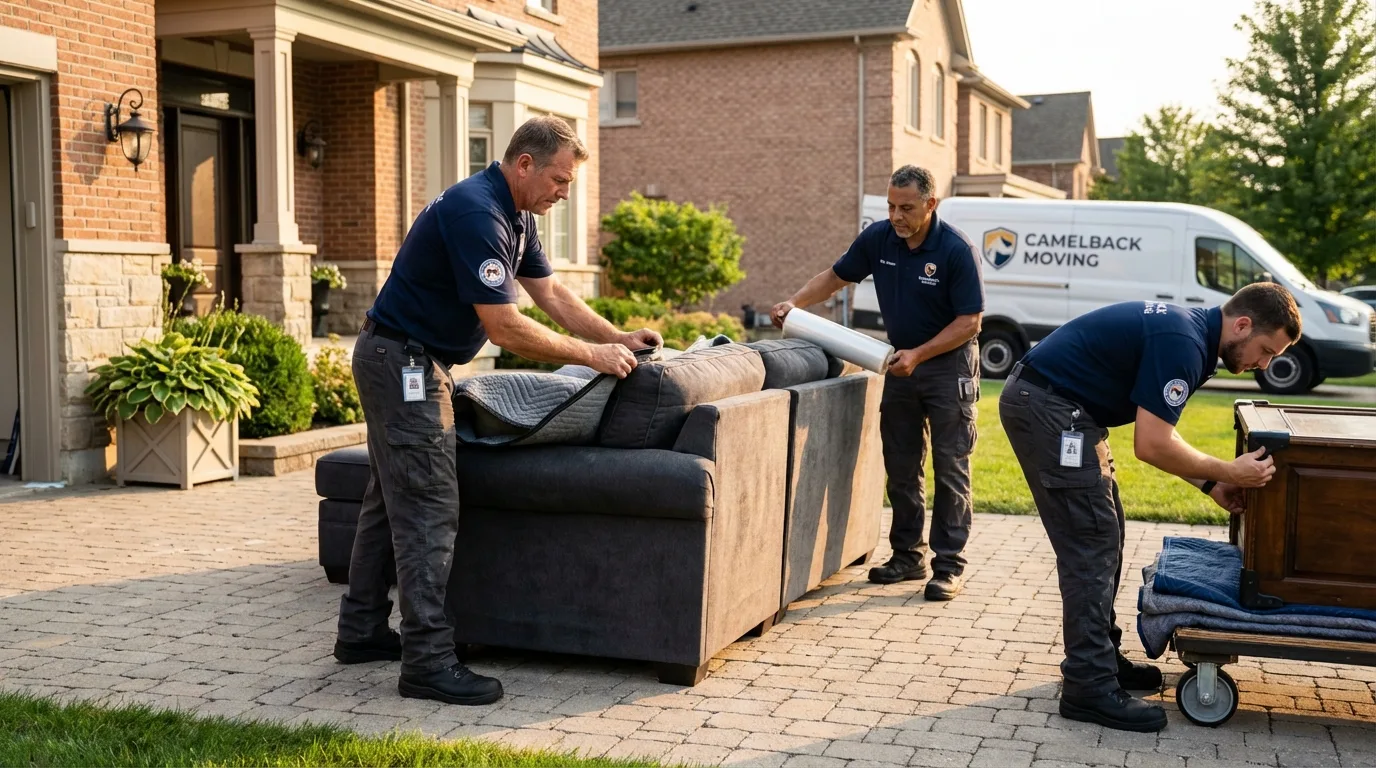 Large estate moving crew wrapping furniture in Sodus, NY