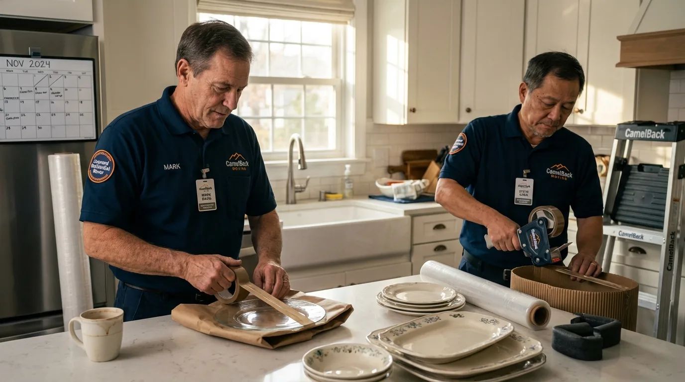 Professional crew packing kitchen dishware in Sodus, NY